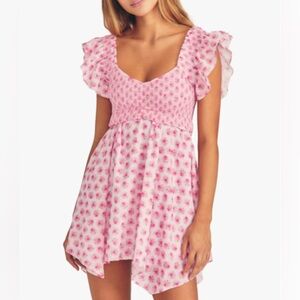 LOVESHACKFANCY  floral dress pink XS
